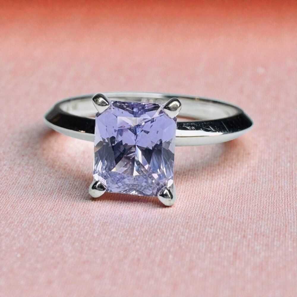 14K Gold- Natural Violet Blue Sapphire Ring -Radiant Cut -Size 6 -James Allen
